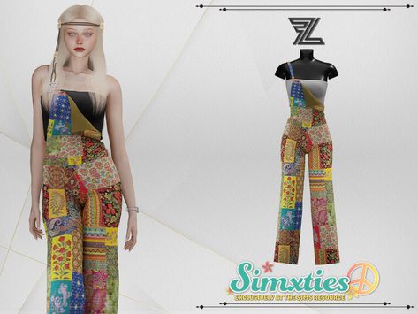 Sims 4 Overalls, 70s Clothes, Sims 4 Cas Mods, Pelo Sims, Free Sims, Sims 4 Cc Folder, Artsy Outfit, Sims 4 Dresses, Sims 4 Characters