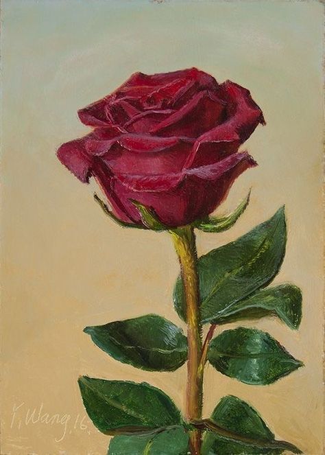 Rose Color Pencil Drawing, Red Rose Acrylic Painting, Rose Painting Aesthetic, Acrylic Painting Rose, How To Paint A Rose With Acrylic, Realistic Paintings Acrylics, Red Roses Drawing, Red Flowers Drawing, Roses Painting Acrylic