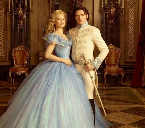 The beautiful couple! Cinderella Movie, Cinderella 2015, Wedding Dresses Cinderella, Fairy Tale Wedding Dress, Trendy Wedding Dresses, Cinderella Dresses, Princess Cinderella, Lily James, Bohol