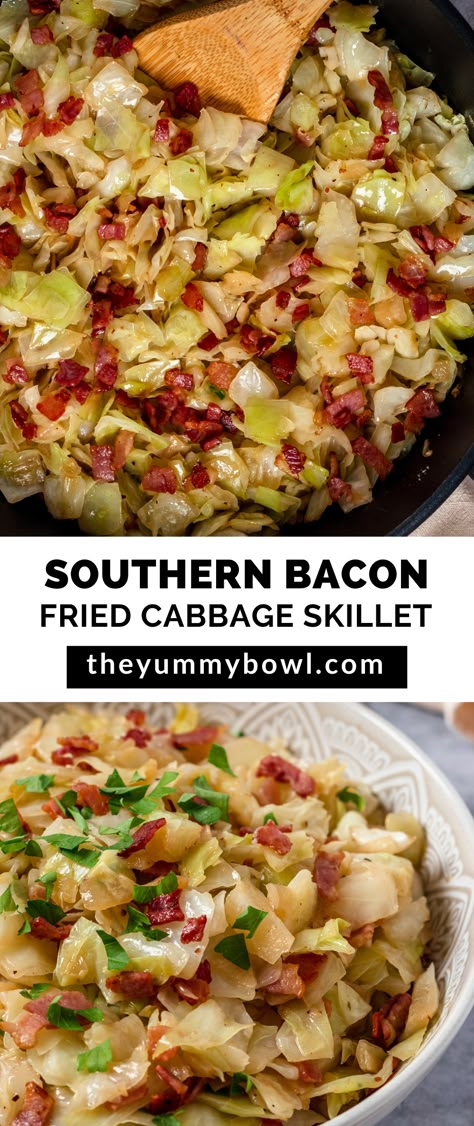 Fried Cabbage And Bacon, Cooked Cabbage Recipes, Garlic Cabbage, Fried Cabbage Recipe, Fried Cabbage With Bacon, Cabbage Recipes Southern, Fried Cabbage With Sausage, Cabbage Skillet, Cabbage With Bacon