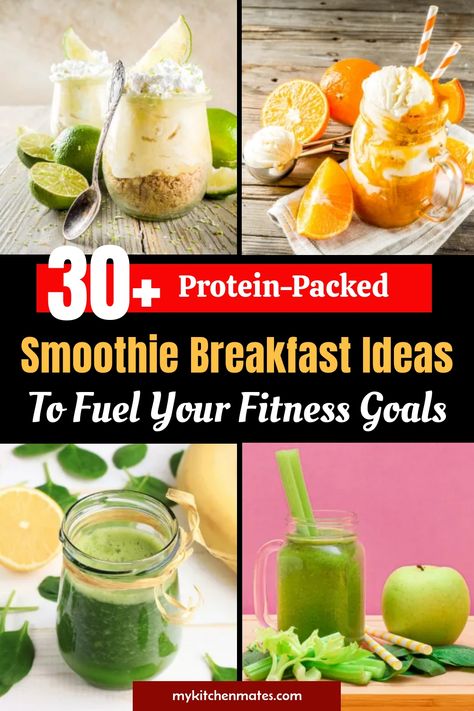 Smoothie Breakfast Ideas Muscle Building Smoothies, Protein Breakfast Smoothie, Protein Packed Smoothies, Smoothie Breakfast, High Protein Smoothies, Quick Healthy Breakfast, Vanilla Greek Yogurt, 300 Calories, 100 Calories