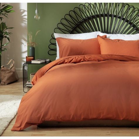 Burnt Orange Duvet, Rust Bedding, Orange Duvet, Moody Lighting, Orange Duvet Covers, Orange Bedding, Cotton Bedding Set, Bedroom Orange, Double Duvet Covers