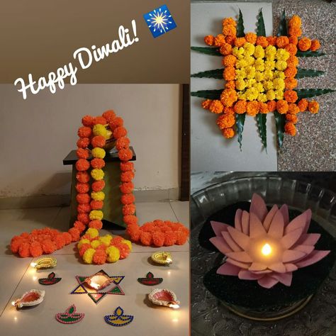 Floating candle holder, floral Rangoli and flowers falling from matka Matka Flower Decoration, Floral Rangoli, Floating Candle Holders, Floating Candle, Diwali Special, Diwali Decoration, Diwali Decorations, Diwali, Flower Decorations