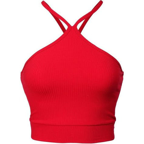 Casual and Sexy Basic Solid Color Sleeveless Cami Crop Tops at Amazon... ($4.60) ❤ liked on Polyvore featuring tops, crop top, red tank, sleeveless tops, sexy crop top, cropped camisoles and cami tank tops Luna Flower, Red Cami, High Neck Shirts, Red Camisole, High Neck Crop Top, Strappy Crop Top, Red Tank Top, Nyfw Street Style, Red Crop Top