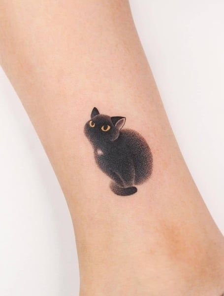 Black Cat Tattoo, Small Wave Tattoo, Kitty Tattoos, Cat Tattoo Simple, Cute Cat Tattoo, Black Cat Tattoos, Cat Tattoo Designs, Waves Tattoo, Nature Tattoos