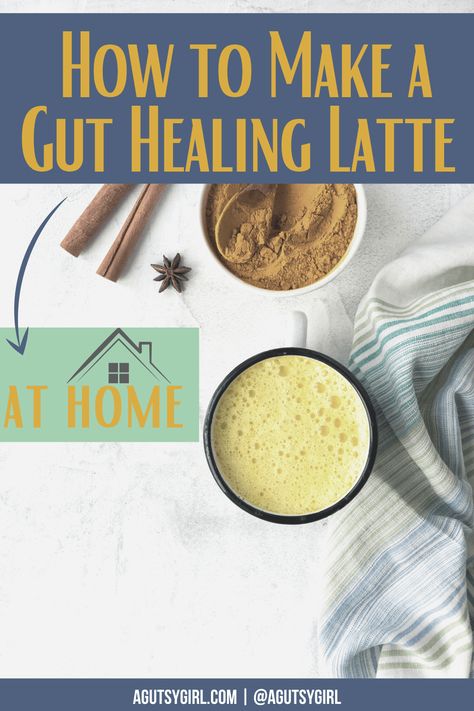 How to Make a Gut Healing Latte at Home agutsygirl.com #guthealth #guthealing #latte #diylattes #diycoffee Cinnamon Latte Recipe, Almond Milk Drinks, Healthy Gut Recipes, Gut Inflammation, Latte At Home, Calming Tea, Healing Tea, Gut Health Recipes, Turmeric Latte