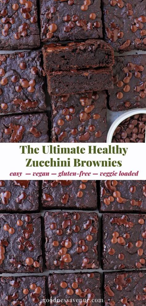 Top view of brownies. Gluten Free Zucchini Brownies, Bake With Zucchini, Vegan Zucchini Brownies, Gluten Free Zucchini Recipes, Vegetable Desserts, 2023 Desserts, Gluten Free Dairy Free Recipes Dinner, Low Sugar Baking, Sweet Treats Healthy