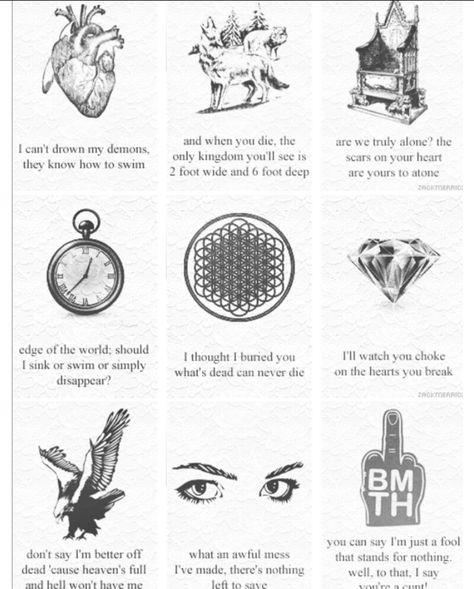 tatoo bmth Thats The Spirit Bmth, Bmth Tattoo, Bring Me The Horizon Lyrics, Song Lyric Tattoos, Small Couple Tattoos, Lyrics Tattoo, Lyric Tattoos, Band Quotes, Under Your Spell