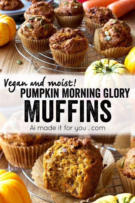 Pumpkin morning glory muffins are an amazing breakfast treat! These vegan morning glory muffins are made with whole wheat flour but thanks to the canned pumpkin, they’re super moist! They’re also the best way to use up leftover pumpkin from the holidays! #morningglory #muffins #vegan #vegetarian #dairyfree #eggfree #raisinfree #noraisin #gratedcarrots #carrot #apple #pumpkin #pumpkinmuffins #holidays #leftovers #thanksgiving #christmas #coconut #shreddedcoconut #wholegrains #wholewheat #flour #m Vegan Morning Glory Muffins, Healthy Morning Glory Muffins, Morning Glory Muffins Healthy, Christmas Coconut, Canned Pumpkin Recipes, Glory Muffins, Morning Glory Muffins, Muffins Vegan, Apple Pumpkin