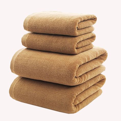 PRICES MAY VARY. High quality material: This bath towel set is made of 100% cotton, combing process makes the bath towel light and fluffy, wrapped all over the body soft and breathable, not stuffy, absorb water quickly, 3 seconds to absorb water, can be machine washed for a long time, not sticky body and not lose hair. Bath towels large size is lightweight, you can't feel the weight when wrapped around your body. Super soft: These cotton bath sheets towels for adults feel super soft against your Brown Towels Bathroom, Burnt Orange Towels Bathroom, Nuetral Bath Towels, Bath Towels Soft, Brown Bath Towels, Mocha Color, Lost Hair, Bath Sheets, Camel Color