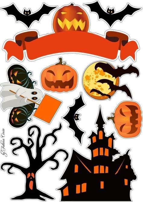 Halloween Toppers, Pasteles Halloween, Halloween Template, Moldes Halloween, Imprimibles Halloween, Topper Halloween, Dekorasi Halloween, Halloween Cake Decorating, Halloween Infantil