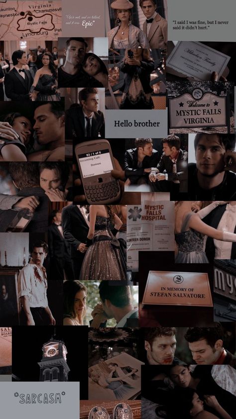 Tvd Aesthetic Wallpaper Collage, Tvd Wallpaper Aesthetic, Wallpaper Vampire Diaries, The Vampire Diaries Wallpaper, Tvd Wallpaper, Vampire Diaries Books, Benfica Wallpaper, Movie Collage, The Vampire Diaries Characters