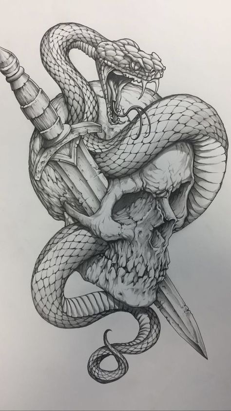 Snake Tattoo, A Drawing, Pencil Drawing, Skeleton, Tattoo Ideas, Pencil, Black And White, Human, Tattoos