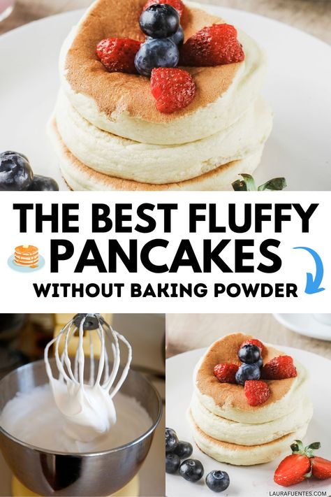 the best fluffy pancakes recipes without baking powder Pancake Recipe Without Baking Powder, Pancake Recipe No Baking Powder, Pancakes Recipe Without Baking Powder, Best Fluffy Pancakes, Buttermilk Pancakes Easy, Fluffy Pancakes Recipe, Pancake Syrup Recipe, Baking Powder Substitute, Fluffy Pancake Recipe