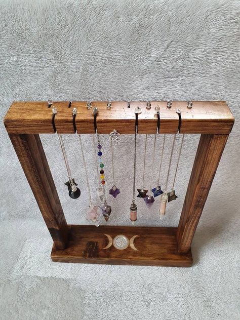 Handmade Pendulum, Insence Burner, Metaphysical Gifts, Triple Moon, Oak Stain, Wooden Design, Incense Cones, Crystal Shop, Incense Burner