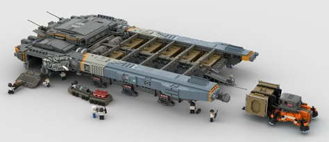 Medium Freighter Ship "Sturgeon" | Remember when colonizing … | Flickr Freighter Ship, Lego Space Station, Star Wars Ships Design, Space Ship Concept Art, Lego Spaceship, Starship Concept, Lego Ship, Lego Custom Minifigures, Amazing Lego Creations