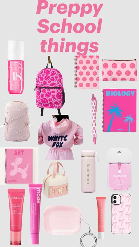 Preppy school things #preppy #pinkaesthetic Preppy Xmas, Preppy Must Haves, Preppy Grwm, Preppy Essentials, Pink Items, Preppy Inspiration, Xmas Wishlist, Preppy School, Preppy Stuff