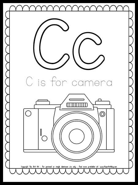 FREE PRINTABLE Letter C is for Camera Coloring Page Camera Coloring Page, Photography Curriculum, Letter Learning Activities, Turtle Coloring Pages, Free Homeschool Printables, Free Printable Letters, Photography Day, Educational Activities For Kids, Homeschool Printables