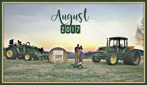 Farm Pregnancy Announcement with John Deere Tractors! Farm Pregnancy Announcement, Pregnancy Husband, Dog Baby Announcement, Baby Announcement To Husband, Announcement Pictures, Baby Announcement Photoshoot, Baby Announcement Pictures, Baby Announcement Ideas, New Baby Announcements