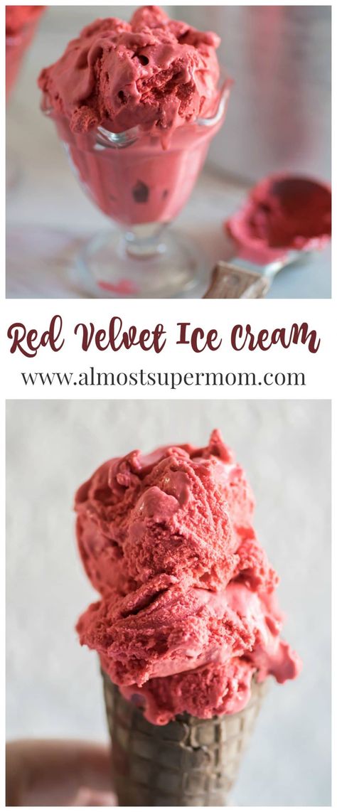 Red Velvet Ice Cream. Creamy, dreamy and delicious. This ice cream recipe is the perfect indulgent treat. Red Velvet Ice, Red Velvet Ice Cream, I Scream For Ice Cream, Ice Cream Gelato, Homemade Ice Cream Recipes, Ice Cream Sorbet, Ice Cream Popsicles, Ice Cream Recipe, Ice Cream Desserts