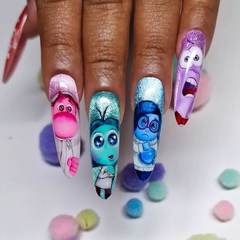 Steffi Jasmine Fernandes | Inside out nail art 💅💅 With my one and only @glamliciousnails !! Been a while but we’re back 😜🔥 Who is your fav character? #insideout… | Instagram Fav Character, My One And Only, Nail Art Disney, Inside Out 2, Long Acrylic, Long Acrylic Nails, Nail Manicure, One And Only, Nail Art Designs