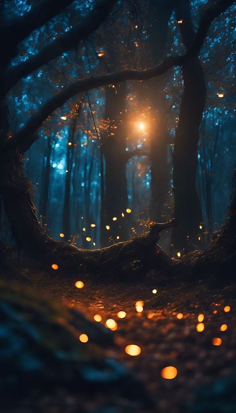 Fireflies Aesthetic, Firefly Wallpaper, Forest Ghost, Firefly Forest, Firefly Painting, Best Wallpaper For Mobile, Spiritual Places, Winter Christmas Scenes, Fall Pics