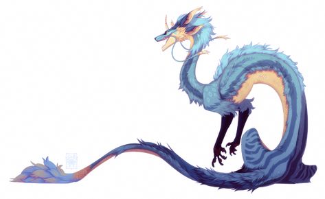 Shaded Fullbody for Poptheblimp by LiLaiRa on DeviantArt Eastern Dragon, Art Dragon, Yellow Dragon, Mythical Animal, Fantasy Beasts, 다크 판타지, Creature Drawings, Dragon Pictures, Fantasy Creatures Art