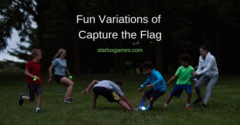 Today we’re going to talk about several fun variations of Capture the Flag. Now, if you’ve ever played Capture the Flag you know it’s one of the best outdoor games ever created. But did you know there are multiple different ways to play besides the traditional manner? Capture The Flag Rules, Capture The Flag Birthday Party, Capture The Flag Game, Fun Teen Party Games, 50 Push Ups, Camp Games, Forest Games, Flag Game, Fun Group Games