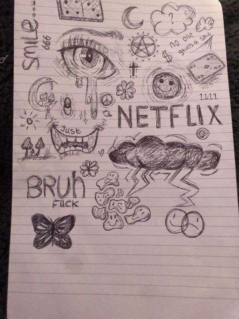 Random Doodles, Notebook Drawing, Arte Grunge, Indie Drawings, Grunge Art, Sketchbook Art Journal, Book Drawing, Arte Sketchbook, Doodle Art Designs