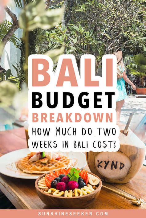 Are you wondering how much you should budget for two weeks in Bali? Click through to find out exactly how much I spent on accommodation, food, transport, shopping and activities in my daily Bali budget breakdown #bali #canggu #uluwatu #legian #eastbali #budget #travelinspo Bali Unique Stays, Bali Budget, Food In Bali, Bali Accommodation, Bali Bucket List, Bali Baby, Bali Food, Bali Itinerary, Bali Honeymoon