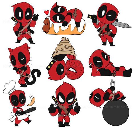 Deadpool Art Wallpaper, Deadpool Kawaii, Chibi Deadpool, Deadpool Stickers, Deadpool Cartoon, Deadpool Tattoo, Cute Deadpool, Deadpool Fan Art, Deadpool Drawing