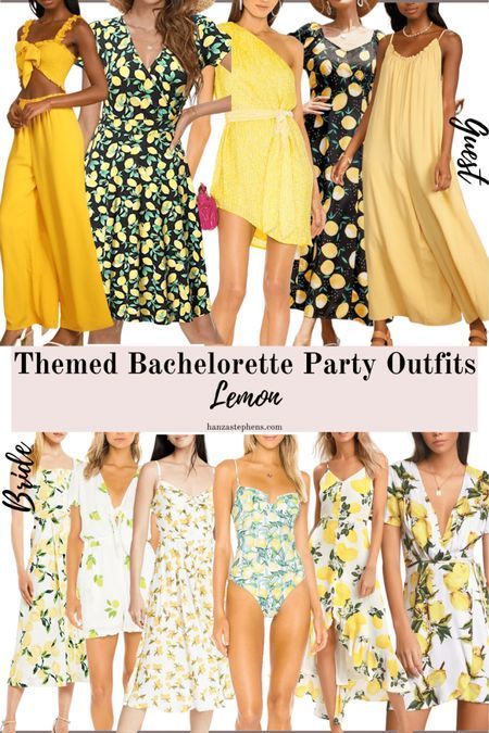 Lemon themed bachelorette party outfits for bride and bridesmaids Lemon party outfits Italian coast outfit ideas What to wear to amalfi coast Lemoncello party outfit Positano themed party outfits Lemon themed party outfit Lemon bachelorette outfits Beach vacay bright dresses Lemon dresses Yellow dresses for beach #LTKwedding Italian Themed Party Outfit, Positano Theme Party Outfit, Italian Themed Parties Outfit, Amalfi Coast Theme Party Outfit, Themed Bachelorette Party Outfits, Coast Outfit Ideas, Lemon Bachelorette, Themed Party Outfits, Bachelorette Outfit Themes