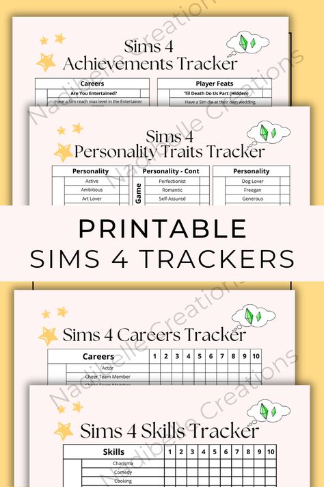 Are you a dedicated Sims 4 player looking for a better way to track your Sims' skills, achievements,  traits and careers? Say goodbye to scribbled notes and messy spreadsheets—we’ve got the perfect solution for you! Introducing the Printable Sims 4 Tracker Sheet Bundle, thoughtfully designed to enhance your gameplay and make skills, achievements,  traits and careers tracking effortless and fun.

What’s Included?
-Comprehensive skills, achievements,  traits and careers tracking sheets Sims 4 Skills List, Digital Downloads Printables, Simulation Games, Gaming Computer, Gaming Setup, Gamer Girl, The Expanse, Say Goodbye, Playstation