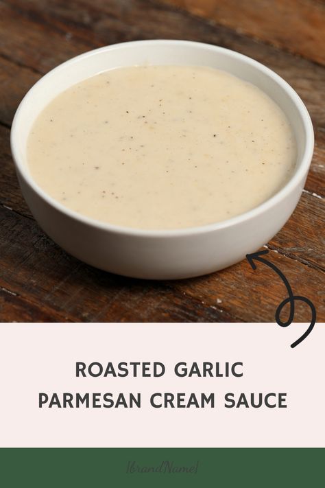 Savor the rich and velvety goodness of Roasted Garlic Parmesan Cream Sauce. Roasted Garlic Cream Sauce, Garlic Parmesan Cream Sauce, Heathy Snack, Roasted Garlic Cloves, Parmesan Cream Sauce, Garlic Cream Sauce, Garlic Parmesan, Homemade Pasta, Cream Sauce