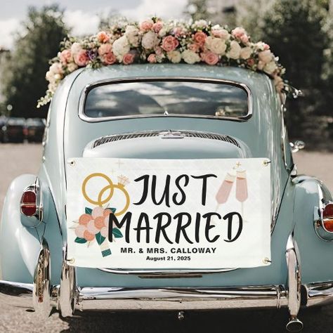 $21.20 | Retro Icons Just Married Car Banner #just married sign, getaway car sign, newlywed car sign, decorate wedding car, wedding car, retro just married, car decoration, car banner Retro Icons, Decorate Wedding, Just Married Sign, Car Wedding, Just Married Car, Car Banner, Car Retro, Getaway Car, Couple Getaway