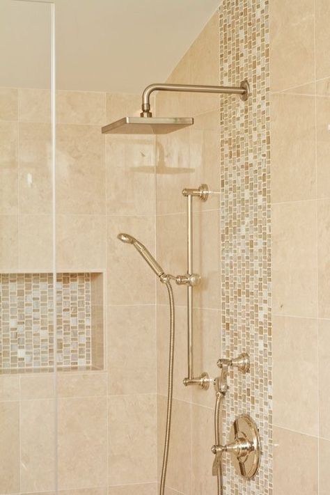 Beige Shower Tile Ideas, Beige Shower Tile, Kid Bathroom, Rent House, Beige Bathroom, Bathroom Remodel Shower, Main Bathroom, Bathroom Remodeling, Shower Remodel