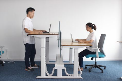 H shape for double people workstation Office For 2, Office Furniture Layout, Office Desk Table, Simple Computer Desk, Standing Work Station, Layout Home, Smart Desk, Design Desks, Office Organization At Work