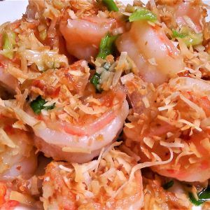 Coconut Cognac Shrimp Cognac Shrimp, Red Chili Peppers, Large Shrimp, Homemade Cooking, Grated Coconut, Coconut Shrimp, Good Recipes, Red Chili, Toasted Coconut