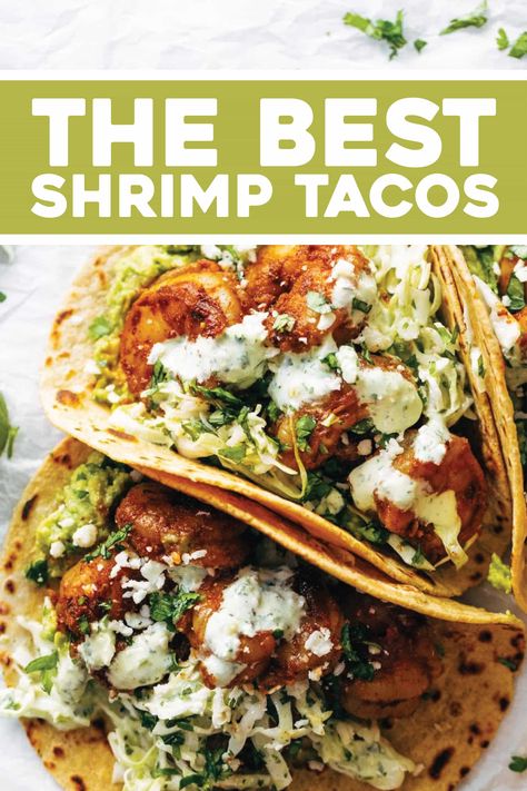 Best Shrimp Tacos, Homemade Slaw, Lime Slaw, Spicy Shrimp Tacos, Cilantro Lime Slaw, Shrimp Taco Recipes, Fish Tacos Recipe, Diner Recept, Spicy Shrimp