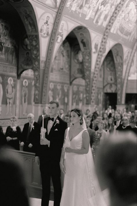 Greek Orthodox Wedding Ceremony Wedding Pictures Aesthetic, Wedding Gown Low Back, Black Tux Groom, Wedding Dress Cathedral Veil, Catholic Wedding Photography, Godzilla Wedding, Wedding Dress Cathedral, Bride And Groom Ceremony, Church Wedding Photos