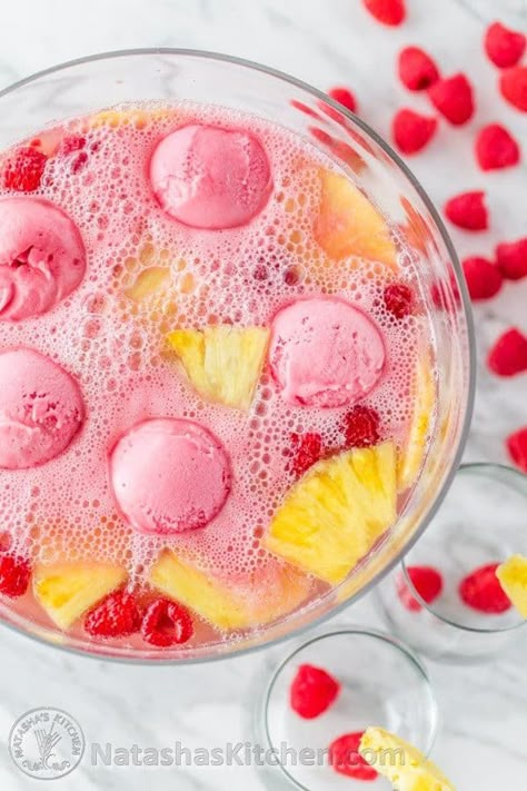 Sorbet Punch, Raspberry Sherbert, Punch Party, Summer Drinks Nonalcoholic, Sherbet Punch, Baby Shower Punch, Valentines Brunch, Raspberry Sherbet, Party Punch Recipes