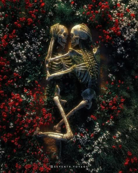 Skeleton Love, Skeleton Art, Cat Air, Skull Wallpaper, Dark Art Illustrations, Arte Inspo, Creepy Art, Romantic Art, Ethereal Art