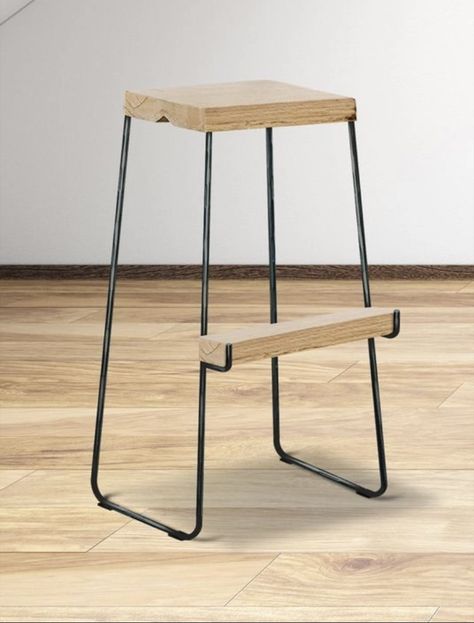 Meja Industrial, Metal And Wood Bench, Iron Furniture Design, Welded Furniture, Kursi Bar, Furniture Design Chair, Backless Stools, Industrial Design Furniture, Metal Furniture Design