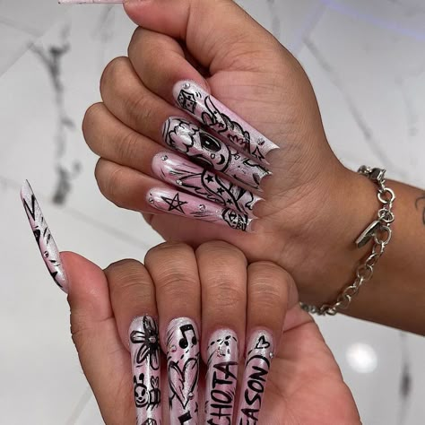 Selena Quintanilla Inspired Nails, Fuerza Regida Nails, Acrylic Nails Valentines, Nails Concert, Concert Nails, X Nails, G Nails, Nails Valentines, Nails Cute