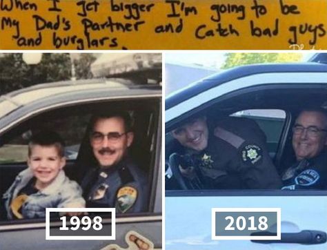 20+ Times People Absolutely Nailed Their Family Photo Recreations | A Son Who Predicted He Would Follow In His Father's Footsteps And Become A Police Police Humor, Photo Recreation, Police Officers, Photo Memories, Faith In Humanity, Family Photo, Bad Guy, Police Officer, Life Is Beautiful