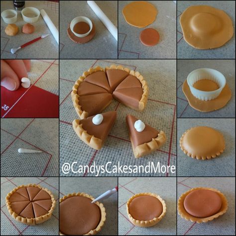 Polymer Clay Pie Tutorial, Polymer Clay Pumpkin Pie, Polymer Clay Cake Tutorial, Clay Food Tutorials, Edible Geode, Polymer Clay Pie, Geode Tutorial, Clay Cookies, Barbie Food