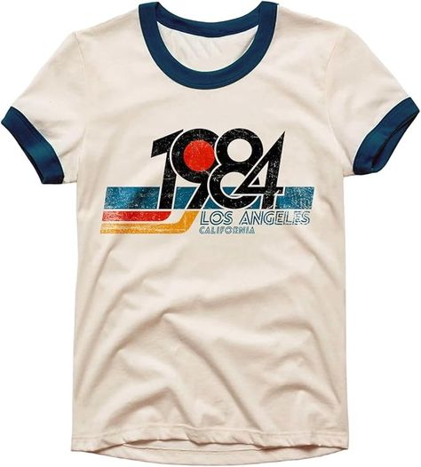 Amazon.com: 1984 Los Angeles California Ringer Mens Graphic Tee 70s 90s 80s Fashion Retro Tshirts for Men Crewneck Short Sleeve (L) : Clothing, Shoes & Jewelry Running Shirt Design, T Shirt Designs Graphics, Girl Shirt Design, Summer Shirt Design, 5th Grade Shirt, California T Shirt, Team Tshirt, Vintage T Shirt Design, Vintage Shirt Design