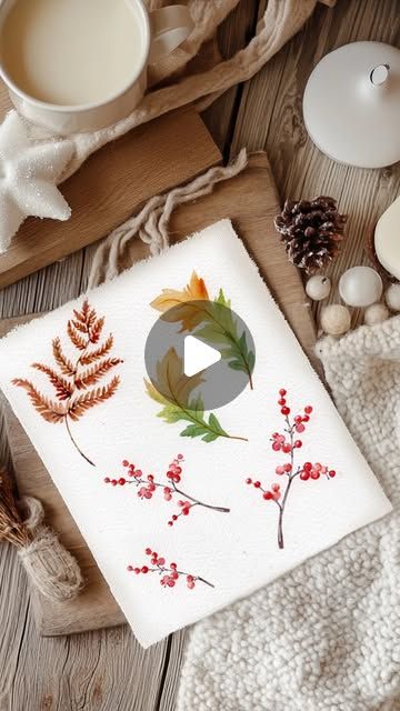 Harriet de Winton | Autumnal watercolours in under 5 minutes: red berries 🧣 Red berries are the perfect autumn into winter project, and they come in very... | Instagram Harriet De Winton Watercolor, Painting Christmas Cards, Painted Christmas Cards, Winter Project, Painting Christmas, Cold Pressed, Red Berries, Art Materials, Time Of The Year