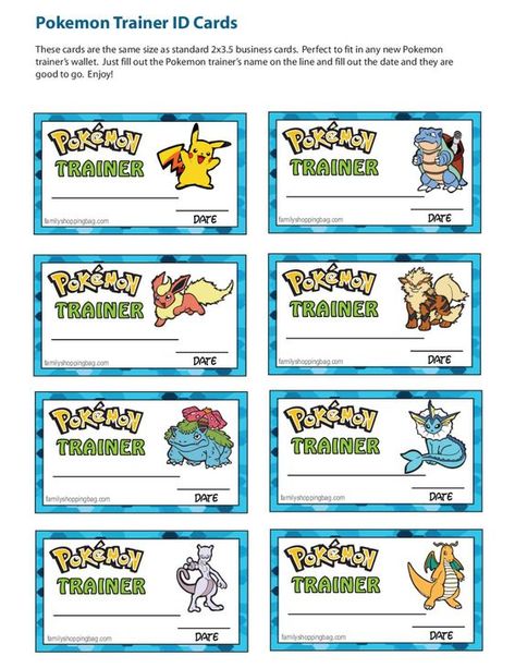 Pokemon Trainer ID Card Pokemon Name Tag, Pokemon Free Printables, Pokemon Camp, Printable Pokemon Coloring Pages, Pokemon Name, Free Printable Pokemon, Pokemon Cupcakes Toppers, Pokémon Crafts, Pokemon Trainer Card