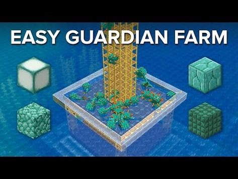 Minecraft EASY Guardian Farm - No Portals - 5000+ Per/h - YouTube Minecraft Farms On Water, Minecraft Farm On Water, Minecraft Guardian Farm, Efficient Farming Minecraft, Minecraft Guardian Statue, Survival Minecraft, Minecraft Inspo, How To Build, Portal